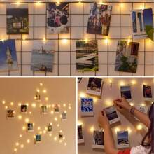 1pack 20/50 LED Photo Clips Copper Wire String Light With 20/50 Clear Clips Fairy DIY Hanging Lamp Suitable For Bedroom Wall Wedding Birthday Party Holiday Festival Activities Shop Garden Decoration