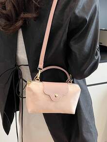 Fashionable And Versatile Popular Hit Women Shoulder Bag, Casual Daily Commuting Briefcase Dumpling Style Handbag, Nylon Canvas Tote Bag, Minimalist Design For Shopping, Mini Phone Pouch, Elegant Quality For Travel, Spring/Summer New - Baby Pink - View 3
