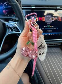 1 件时尚水钻水果手工编织钥匙扣