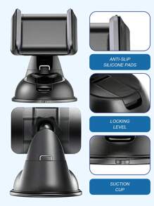 Support de téléphone de voiture en silicone avec ventouse - Rotation à 360°, compatible avec le tableau de bord et le pare-brise, forte ventouse, facile à installer, bras réglable s'étendant jusqu'à 90 mm, convient aux téléphones portables de 3,5 à 6 pouces, en matériau ABS, durable