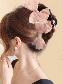 1 件女士双面蝴蝶结爪发夹，复古优雅高端发夹适合日常佩戴发夹发夹发夹发夹发夹发夹，爪夹