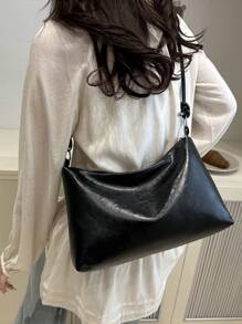 Bolsa de ombro estilo hobo, minimalista e luxuosa, de cor sólida, com nó, bolsa de ombro minimalista, em formato de crescente, versátil para uso diário feminino na primavera e no verão
