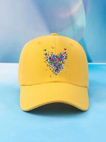 1pc Printed Heart Baseball Cap, Outdoor Adjustable Sun Ion Casual Hat, Suitable For Spring Autumn Travel Beach Holiday, Y2K Style Young Cap - Baseball Cap - View 25