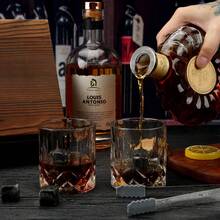 hiskyglas Geschenkset, Whisky Steine, Whisky Geschenksets für Männer, 8 Whisky Steine 2 Kristall Whisky Gläser Holzbox Geschenk, Geburtstagsgeschenke für Männer, Papa, Ehemann Valentinstag/Va - transparent - Übersicht 4