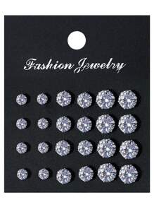 72/48/24 Stücke Set modischer, minimalistischer funkelnder Strass-Ohrstecker, Paar-Ohrstecker Schmuckset, Party/Date/Geschenk, geeignet für das ganze Jahr