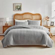 Set de lenjerie de pat matlasat premium de 3 buc (1 husă de pat + 2 tapete de pernă, fără inserții de pernă), țesătură din poliester moale și prietenoasă cu pielea, potrivit pentru dormitor, sufragerie, hotel, camping în aer liber, cadou ideal de vacanță