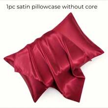 1 pieza Funda de almohada de satén, funda de almohada de seda para el cabello y la piel, lujosa y sedosa, ultra suave y transpirable, sin relleno, fundas de cojín lavables a máquina para decoración del hogar, decoración del dormitorio