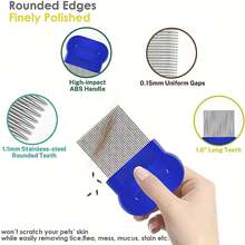 4 Packs Flea Lice Comb, Stainless Steel Dog Cat Grooming Combs With Rounded Teeth, Double Sided Professional Pet Tear Stain Remover, Dematting Tool For Small, Medium & Large Pets - Blue - View 6