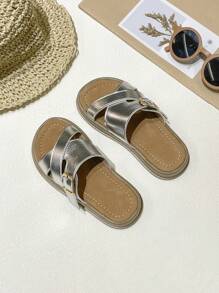 Ciabatte estive per ragazze, modello 2025, nuove, con punta aperta, fondo spesso, morbide e confortevoli, versatili, stile retrò, slip-on, adatte per l'esterno e la spiaggia