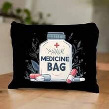 1 Pc Fashionable Polyester Travel Cosmetic Bag - Zipper Closure, Stylish Design, Perfect Gift For Diabetic Grandma, Grandpa, Mom, Dad, Sister, Brother For Birthday - Fun And Quirky Medicion Supplies Bag