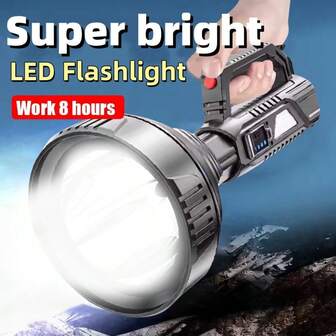 2025升级款LED手电筒超长照明白光探照灯大功率高流明USB充电露营聚光灯户外家用停电应急灯钓鱼灯