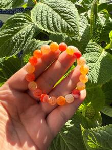 Pulseira de contas de ágata rachada estilo natural, 1 peça, para mulheres, uso diário, atrai riqueza e prosperidade, joia para presente em festivais e bênçãos