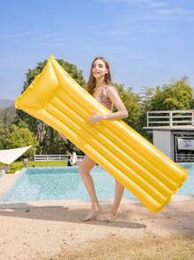 1pc Adult Inflatable Floating Row, PVC Plain Color Water Floating Bed
