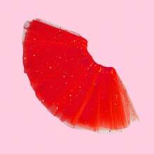 1pc Girls' Everyday Versatile Star Tulle Skirt, Suitable For Daily Wear And Holiday Dance Performances, Lightweight And Fluffy