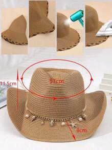 1 Peça Chapéu Panamá Unissex com Borlas, Decoração Boho Jazz, Chapéu de Vaqueira, Chapéu de Cowboy, Chapéu de Palha, Chapéu de Praia para Uso Externo