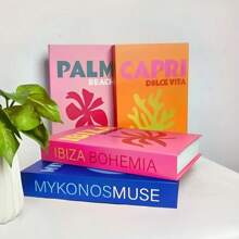 4 pièces de style de forêt tropicale réaliste faux livres pour le salon/décoration de chambre à coucher, accessoire pour photographie, ornement d'ambiance pour café