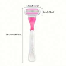 3-Layers Manual Razor For Women,Classic Razor, Shaving Set,Replacable Stainless Steel Blades,Women Shaver With Lube Strip,Reusable Blades