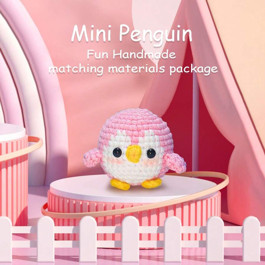 Jeslon Crochet Starter Kit - Includes Crochet Hooks, Markers, Needles, And Step-By-Step Video Tutorials - Perfect Gift For Beginners - Pink Mini Penguin - Pink - View 1