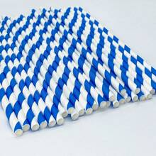 100 Stück/Packung mehrfarbige gestreifte Papierstrohhalme, bunte Regenbogenfarben Papierstrohhalme, geeignet für den gewerblichen Gebrauch in Dessertläden, Restaurants, Cafés, Bäckerei Dekoration