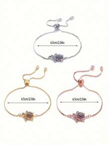 1pc European And American Personalized Sea Turtle Detail Cubic Zirconia Decor Pull Cord Bracelet