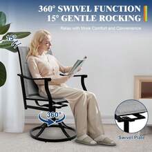 HomelyHues Outdoor Swivel Dining Chairs Textilene Breathable Back, Swivel Patio Dining Chairs Set Of 2, SwivelPatio SlingChairs Set For Poolside Lawn Garde