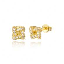 TUANZISP 22pcs Set Women's Gold Plated Copper Stud Earrings With Zirconia, Butterfly, Heart, Star, Crown, Snowflake, Geometric Designs, Versatile Fashion Jewelry, Elegant Vintage Luxury Gift For Women