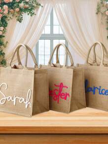 Personalized Bridesmaid Tote Bags, Custom Burlap Gift Bag, Beach Tote Bag, Bachelorette Party Bag, Bridesmaid Proposal Gift, Wedding Gift Bag, All-Purpose, Large Capacity, Versatile, Multifunction, Colorful, Cute, Adorable, Contracted, Funny, Kawaii, Y2K, Minimalist, Commuting, Business Casual, Basics, Custom, For Anniversaries, For Birthdays, For Holiday/ Vacation, For Outdoors/Outings/Travel/Hiking/Stadium/Sports/Climbing, For Business/Commute/Work/Office, Vacation, Vacation,School Supplies,Back To School,For Office,For School,For Classroom,For Teacher Gifts,For University,For Colleague,For Dorm Rooms,For Teacher,For Boys And Girls,For Teenagers,Junior High School Students,Middle School Students,High School Senior High School Students,College Students,University Students,Freshman,Sophomore,Underclassmen
