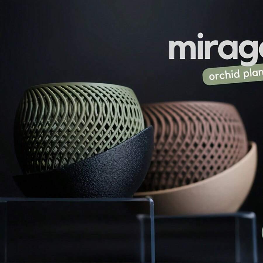 3D Printed Orchid Planter With Base, Polygonal Succulent Planter, Modern Minimalist Elegant Balcony Decor