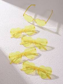 14pcs, 5pcs, 30pcs, 12pcs, 15pcs Combo Pack, 1 Style Random Color Bear Design Unisex Heart Shaped Fashionable Glasses, Suitable For Party, Wedding, Gift, Festival Accessories, Women Casual Outfit, Beach Accessories, Women - Multicolor - View 11