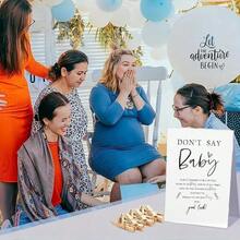 51 件“别说宝宝”游戏套装、迷你衣夹婴儿送礼游戏卡、“别说宝宝”婴儿送礼游戏（1 个 5x7 英寸标志、50 个迷你衣夹）、极简主义主题婴儿送礼会装饰、婴儿送礼会、性别揭晓游戏 - 彩色 - 查看 7