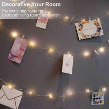 1pack 20/50 LED Photo Clips Copper Wire String Light With 20/50 Clear Clips Fairy DIY Hanging Lamp Suitable For Bedroom Wall Wedding Birthday Party Holiday Festival Activities Shop Garden Decoration