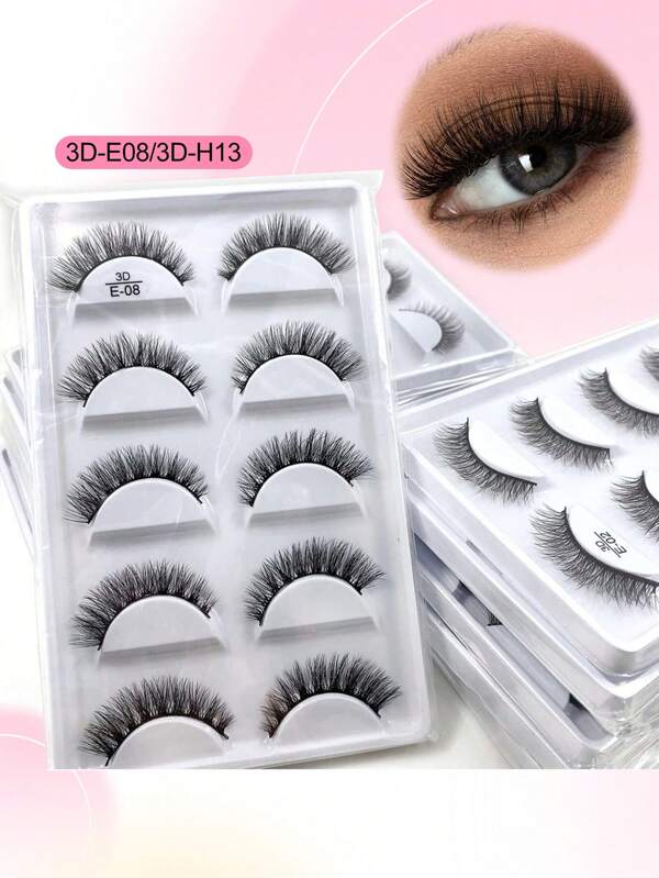 Waloshow 5 pares de pestañas postizas Natura, pestañas con efecto de ojo de gato 14 pzs pestañas postizas naturales, extensión de pestañas postizas, segmentos de racimos de pestañas postizas individuales naturales y delicados, pestañas Natura