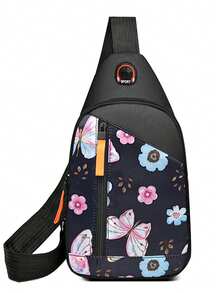 女士胸包，时尚新款牛津布单肩斜挎包，印花胸包斜挎包 - 彩色 - 查看 3