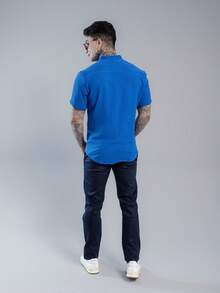Men's Short Sleeve Shirt Premium Quality Light And Fresh Fabric Easy To Iron - 霧霾藍 - 查看 8
