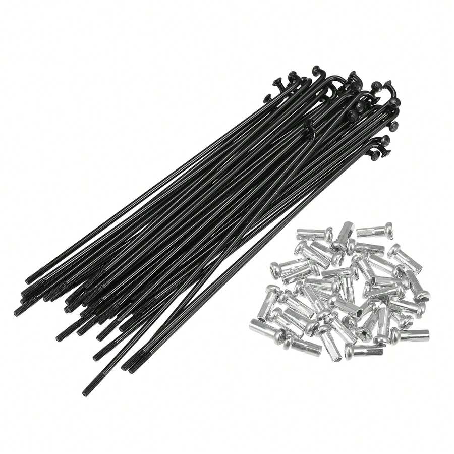 Bicycle Spokes Metal Bike Spoke With Nipples For Most Bicycle - 黑色,銀色 119mm 14G 36Pcs 金屬 - 查看 1