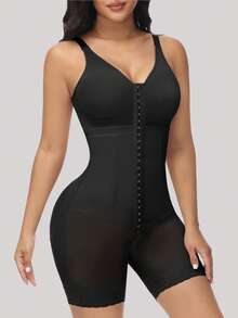 Colombian Shapewear, Women Full Body Shaper, Tummy Control Jumpsuit, Zipper Crotch With Steel Boning - Black - View 2