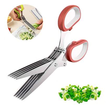 Tesoura Para Picar Cortar Ervas Temperos e Legumes 5 Lâminas