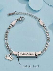 1 Stück personalisiertes Armband für Mädchen und Jungen, individualisiertes 18k vergoldetes Edelstahl-Barren-ID-Armband, personalisierte Babygeschenke für zarte Geschenke für Mädchen und Jungen, Babyparty, Eltern-Kind-Aktivitäten, witzige Geschenke für den Weihnachtsmann, multifunktional, dekorativ, graviert, exquisit, stilvoll, Babyfashion, ordentlich, farbig, modern, süß, kawaii, niedlich, individuell, einzigartige Schatzfunde, Kinder, Galaveranstaltung, modern, farbig, süß, Reiseorganisator - Silber - Übersicht 3