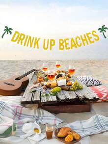 1pc Hawaiian Luau Party Banner | Tropical Coconut Tree & Pineapple Drink Design | Decorative Set For Beach Parties, Summer Celebrations & Tropical Events - Multicolor - View 6
