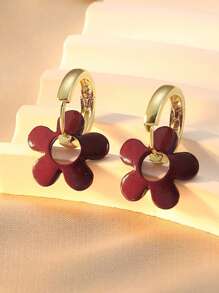 2 pièces Boucles d'oreilles pendantes vintage fleuries, multicolore en émail, convient pour le port quotidien des femmes