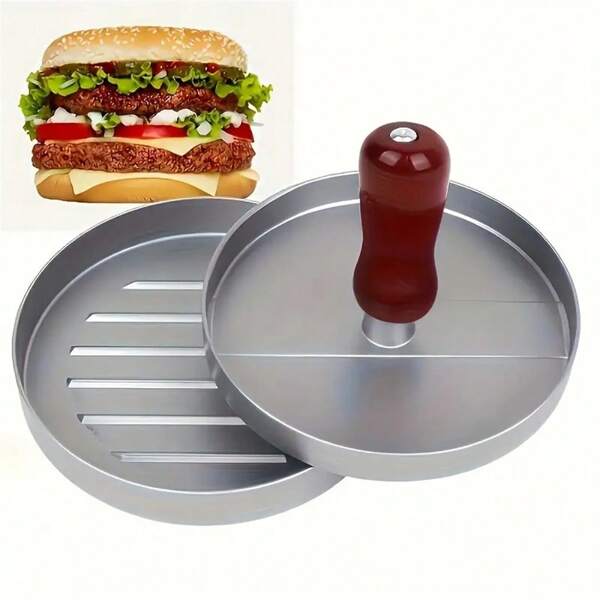 1pc Non-Stick Hamburger Press - Metal Hamburger Mold, Suitable For Making Beef, Cheese, Vegetable Burgers, Fit For Barbecue Grill Cooking. (This Model Is Made Of Aluminum Alloy Raw Material Without Any Processing, The Product Surface May Have Slight Scratches Which Is Normal And Does Not Affect The Use, Please Do Not Buy If You Mind)