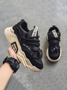 Herren Plateau-Sneaker mit stoßabsorbierender weicher Sohle, Retro Sport-Lässig Klobige Sneaker, verschleißfeste Schuhe für Jugendliche und Teenager