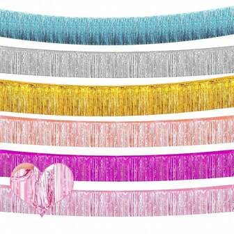 6.56Ft Colorful Aluminum Foil Tassel Banner - Luxurious Metallic Streamer For Birthday, Wedding, Parade & Holiday Decorations - Versatile Hanging Decor In Multiple Colors, Festive Decor BannerElegant Party BackdropDurable Festive De