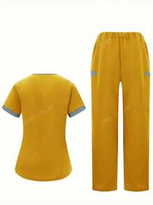 Ensemble de tenue pour femmes avec Top à col en V et manches courtes et pantalon, pour l'été