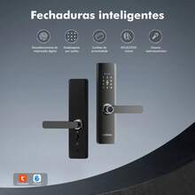 Tuya APP Wifi Fechadura Digital De Sobrepor Fechadura Eletronica Fechaduras Digital De Embutir Com Biometria - Preto - Visão 4