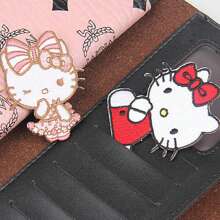 Sanrio 6 pezzi di toppe adesive con ricamo di gattini con fiocco, cartoni animati alla moda e versatili per vestiti
