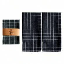 1pc/2pcs/4pcs Black Rectangle (15.75*23.62 Inches) Kitchen Towel, Tea Towel, Dining Cloth Set, Simple Jacquard Striped Plaid Pattern, Large Size Multi-Purpose Kitchen Cloth, Can Be Used As Napkin, Hot Pad, Dish Cloth, Cover Cloth, Suitable For All Seasons