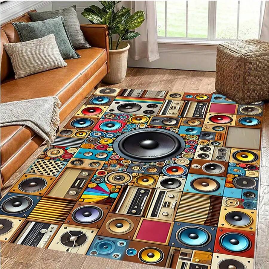 1 Stück gemusterter Teppich, modernes Kunstdesign Bodenmatte, Polyester, rutschfeste Rückseite, maschinenwaschbar, vielseitig für innen und außen nutzbar, Wohndekoration Teppich für Wohnzimmer, Schlafzimmer, Esszimmer, Camping