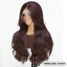 Red Brown 13x6 Synthetic Lace Front Wigs For Women 22 Inch Long Straight Glueless Kanekalon Hair Resistant Synthetic Hair Wigs Free Part 150% Density For Women Daily Party Vacation Holiday Use Easy To Install And Take Off For Beginners