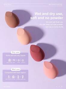 Set de 4 esponjas de maquillaje con forma de gota de agua de tamaño grande, esponjas de espuma suave con forma de gota de agua, convenientes para la corrección de imperfecciones del maquillaje, reutilizables, adecuadas para correctores, bases líquidas, viajes, regalos navideños, trabajo y equipaje de mano, ideales para entusiastas del maquillaje, regalo navideño asequible o herramienta de maquillaje - Multicolor - Ver 4